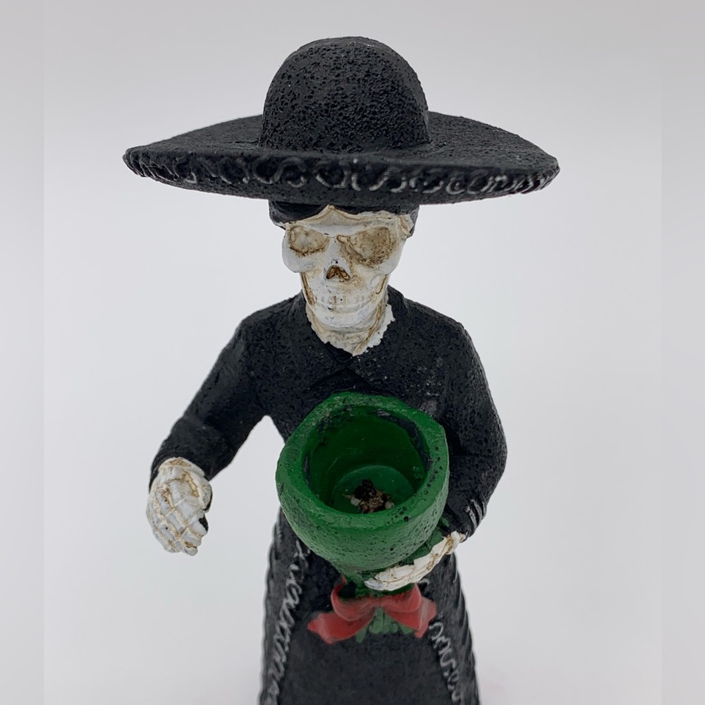 Day Of The Dead Skeleton Mariachi Small Succulent Holder Figurine 6”